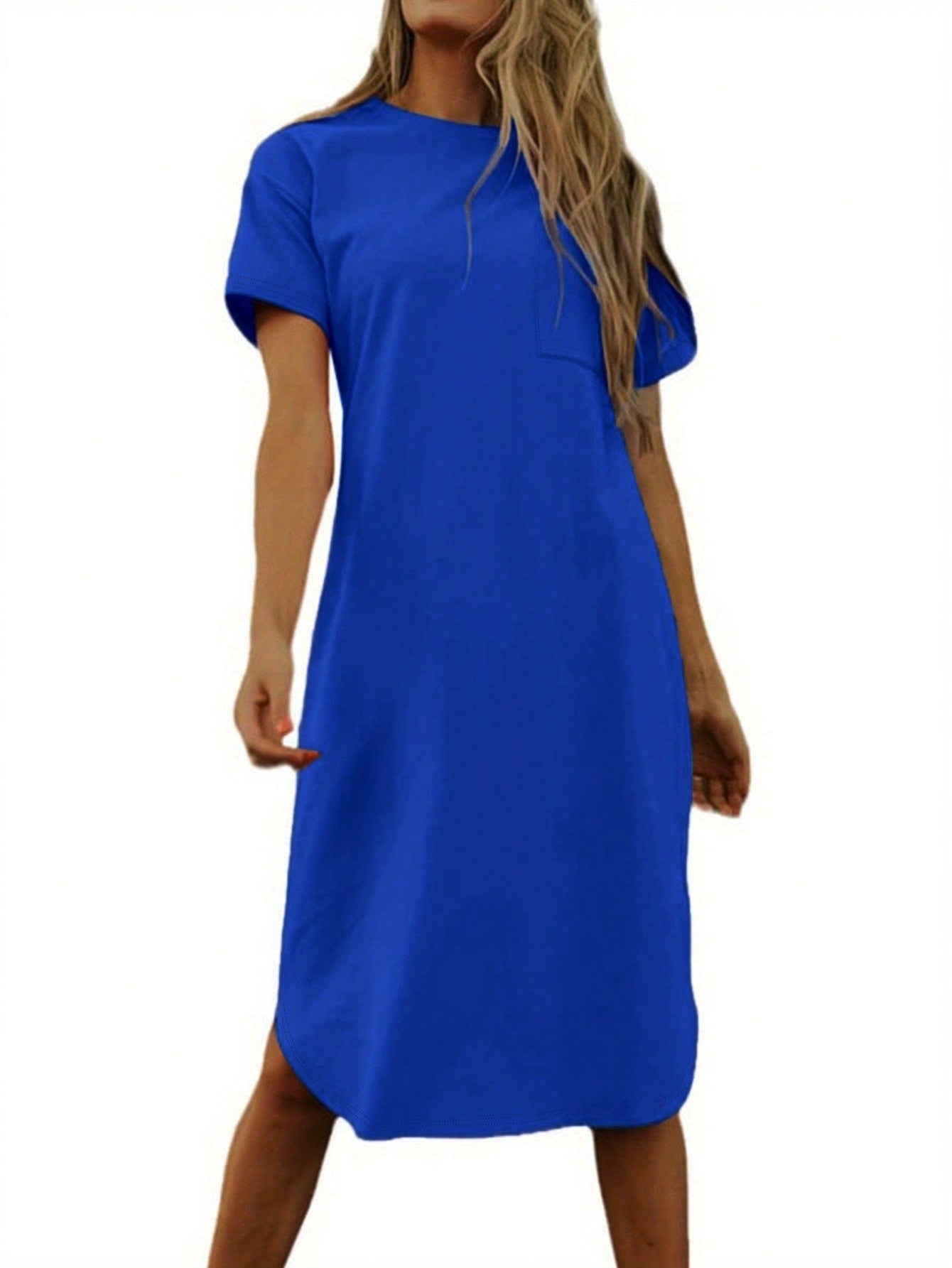 Solid Color Casual Round Neck Dress