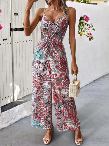 Women's Cami Jumpsuit With Paisley Print