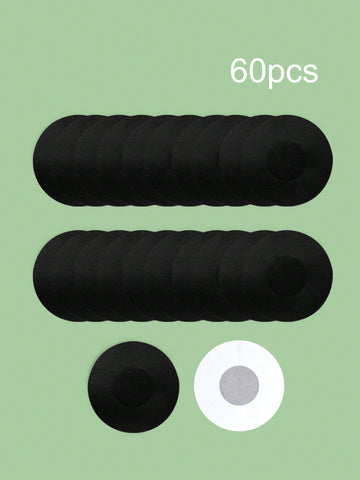 60pcs Black Round Nipple Covers With Satin Fabric, Anti-Convexity And Abrasion Resistance For Sports