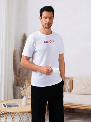 Men's Summer Letter Printed Casual Home Wear Tops