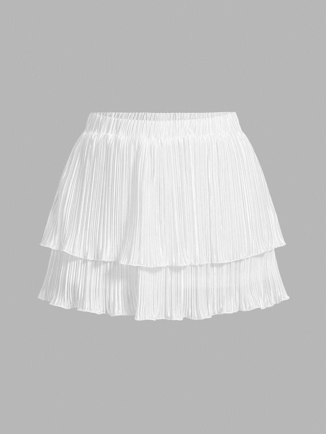 Women's Elegant Pleated Fabric Double-Layer Cake White Mini Skirt Is Suitable For Graduation Season, Dating, Vacation, Commuting, And Versatile For Daily Use
