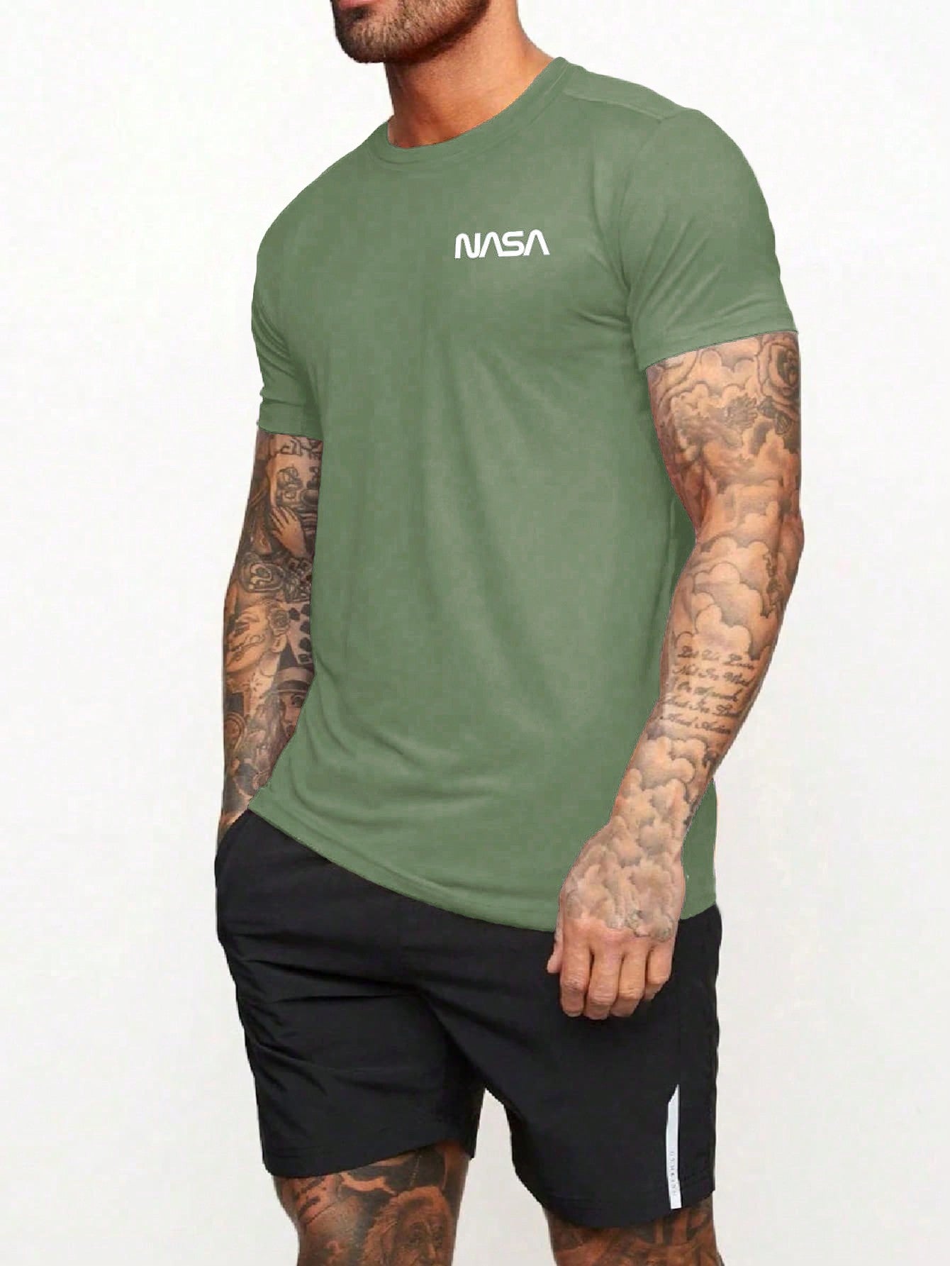 Men's Summer Letter Print Round Neck Short Sleeve Casual Sports T-Shirt Workout Tops