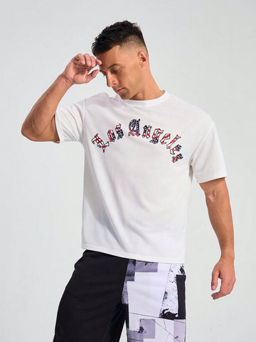 Men's Simple Printed Short Sleeve Sports T-Shirt