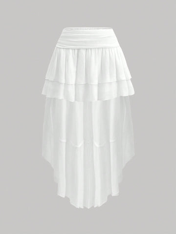 Women's High-Low Ruched Waist Skirt