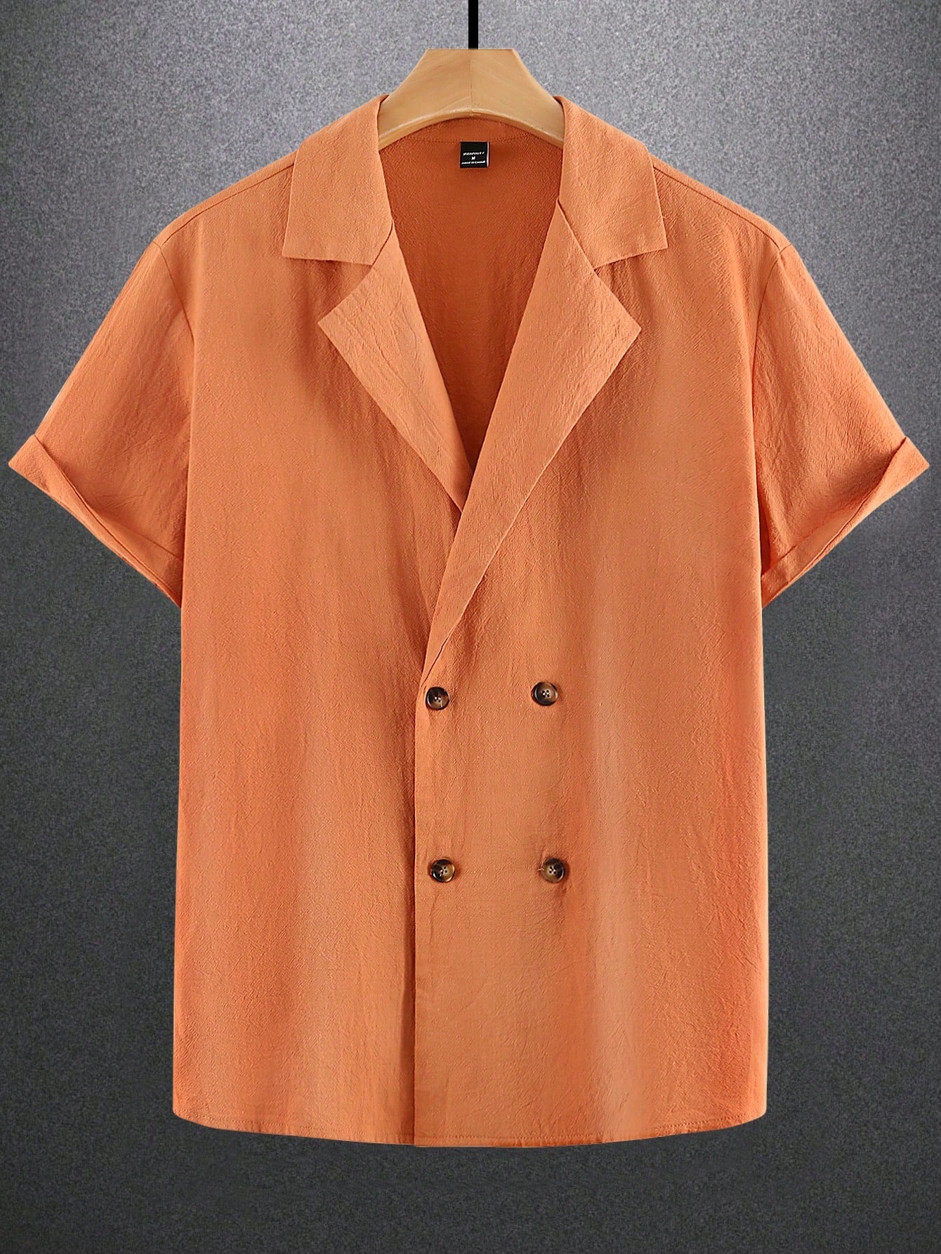 Men's Double Breasted Short Sleeve Orange Shirt