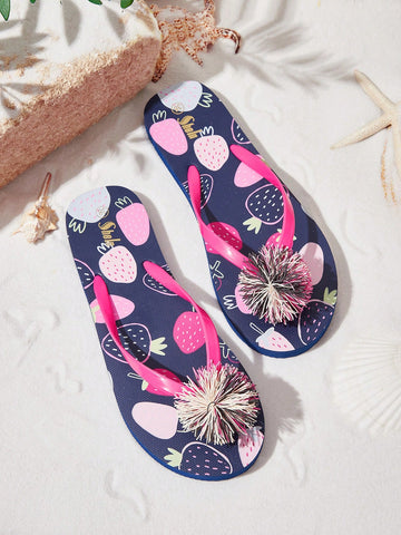 Women's Floral Print Vacation-style Flip-flops