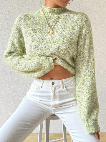 Turtleneck Long Sleeve Solid Color Pullover Sweater