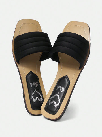 Women's Black Toe Ring Flat Sandals