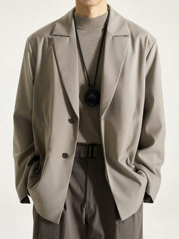 Men's Solid Color Notched Lapel Suit Jacket