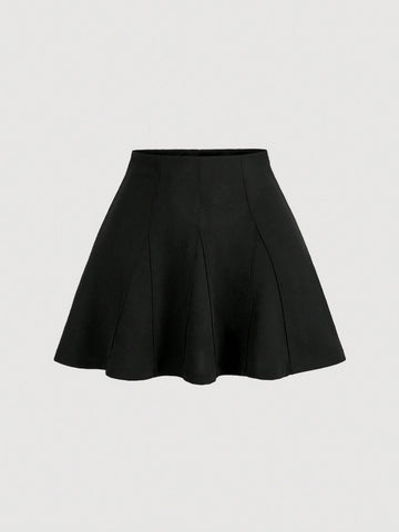 Women's Summer Elegant Commuting Simple Basic Versatile High Waist Pleated Casual Black Mini Skirt