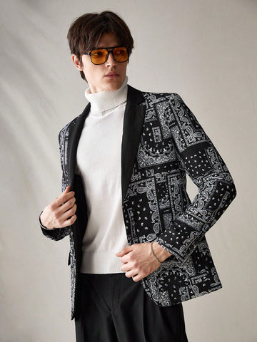 2pcs/Set Men's Woven Casual Suit With Jacket And Pants