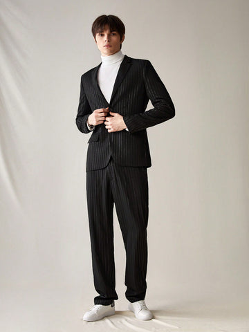 Men's Casual Striped Two Piece Suit