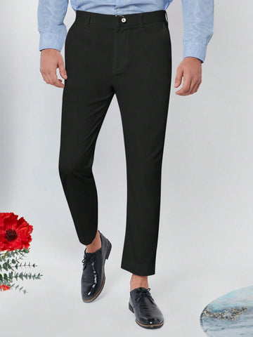 Men's Four-Season Fashionable Woven Casual Tapered Suit Trousers