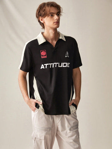 Loose Fit Men's Knitted Short Sleeve Casual Polo Shirt