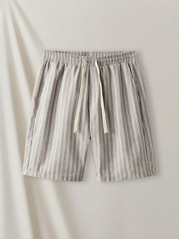 Men's Woven Striped Drawstring Waist Shorts