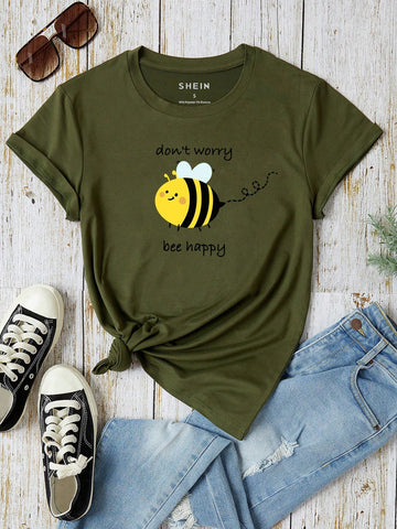 Cute Little Bee Printed T-Shirt
