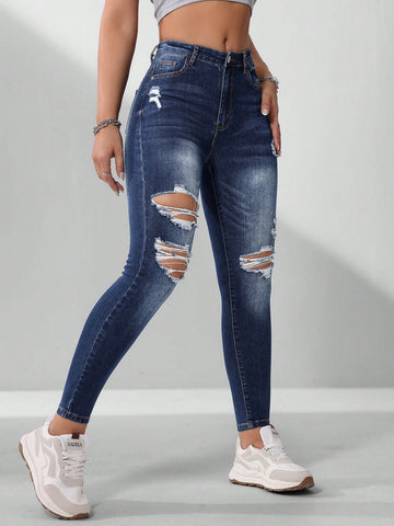 Women's Ripped Skinny Jeans For Spring And Summer