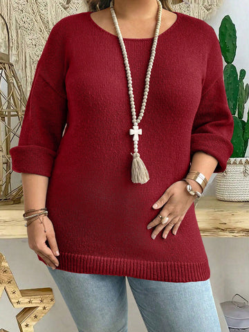 Plus Size Women's Drop Shoulder Sweater Pullover