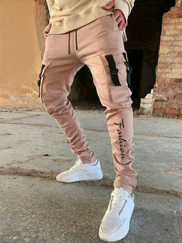 Men Fashionable Pleated Stacked Jogger Pants