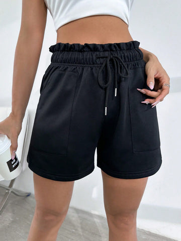 Casual Spring/Summer Paper Bag Waist Drawstring Shorts