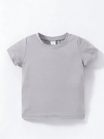 Infant Simple Solid Color Short Sleeve T-Shirt
