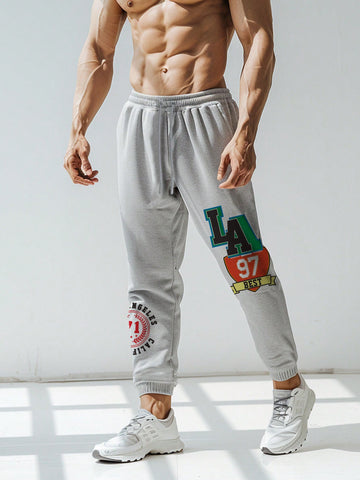 Men Fashionable Printed Casual Drawstring Sports Pants