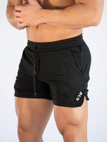 Men's Drawstring Waist Slant Pockets Sports Shorts