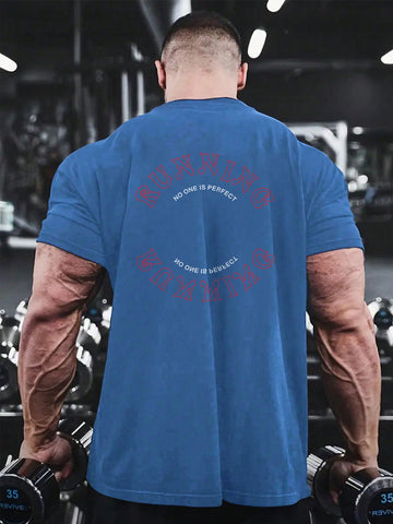 Men's Short Sleeve Sports T-Shirt Printed With Slogan