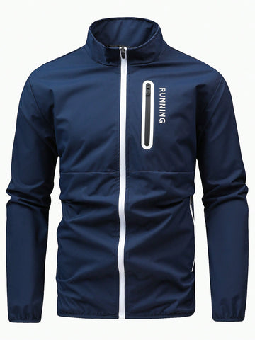 Men Zipper-Design Fashionable Daily Wear Sports Jacket Workout Tops