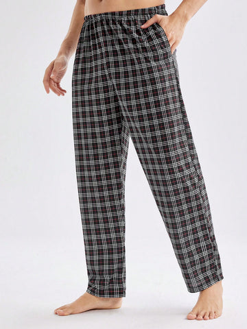 Men Fashionable And Comfortable Loose Plaid Pattern Design Casual Home Wear Bottoms