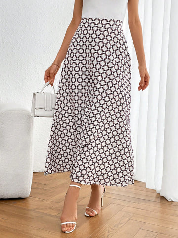 Women's Geometric Printed Long A-Line Skirt