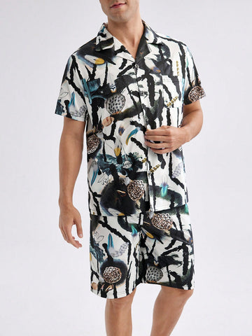 Men Stylish Printed Leisure Homewear Set With Vacation Style