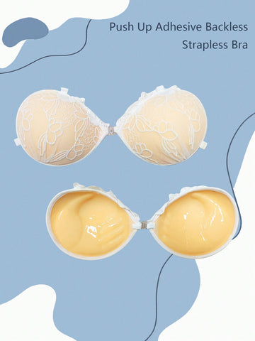 Invisible Silicone Bra Strapless Shoulder Strap Front Buckle Thickened Self-Adhesive Chest Paste