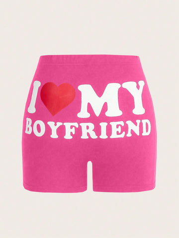 Women Fashionable Printed Tight Shorts Suitable For Valentine Day