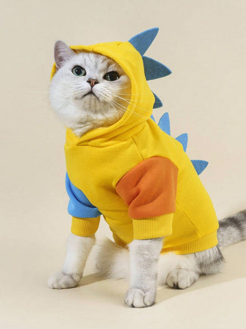1pc Lovely Dinosaur Cosplay Colorblock Sweater For Pets