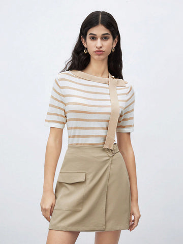 Casual Striped Colorblock Ladies' Knitted Top