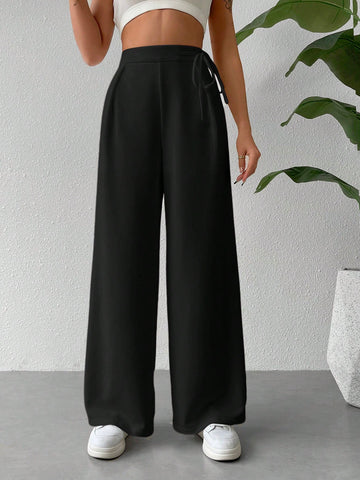 Women Spring And Summer Casual Loose Solid Color Long Trousers