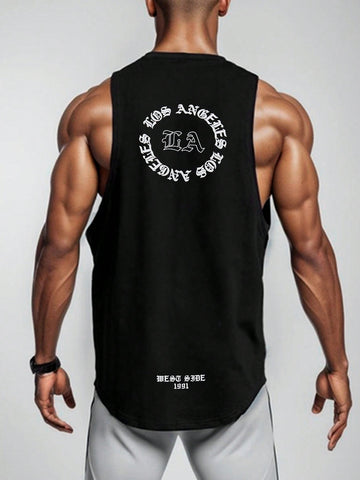 Men's Fashionable Slim Fit Printed Sports Tank Top For Summer Workout Tops