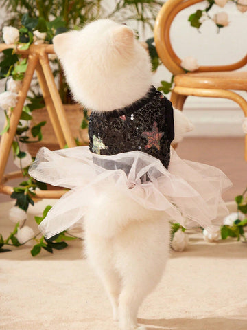 Star Sequin Ballet Mesh Princess Skirt Pet Dress For Cats And Dogs