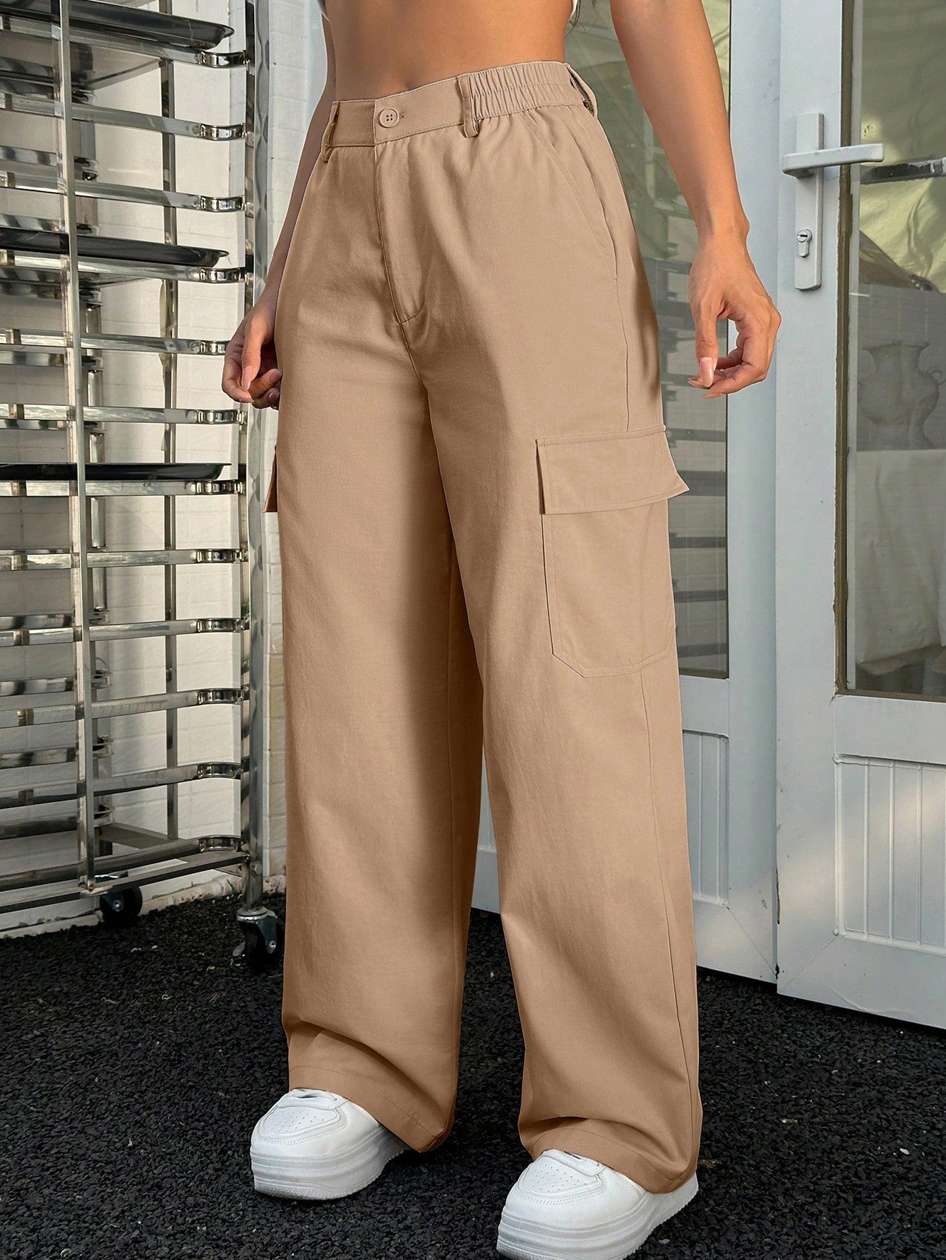 Women Solid Color Simple Daily Cool Cargo Pants