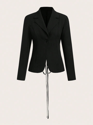 Ladies" Solid Color Single-Breasted Blazer Jacket, Suitable For Spring And Summer