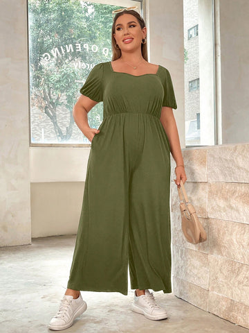 Women Plus Size Casual Loose Jumpsuit With Pockets For Summer Holiday
