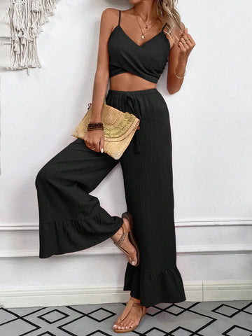 Women Fashionable Camisole Top And Long Pants Set