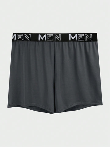 Men Letter Jacquard Comfortable Boxers With Patchwork