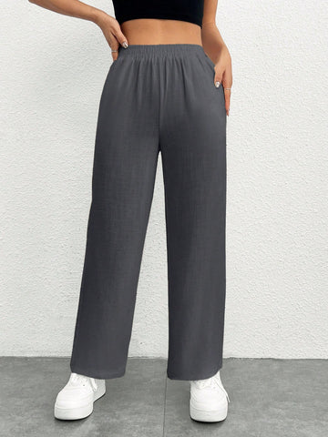 Women Solid Color Simple Daily Long Pants