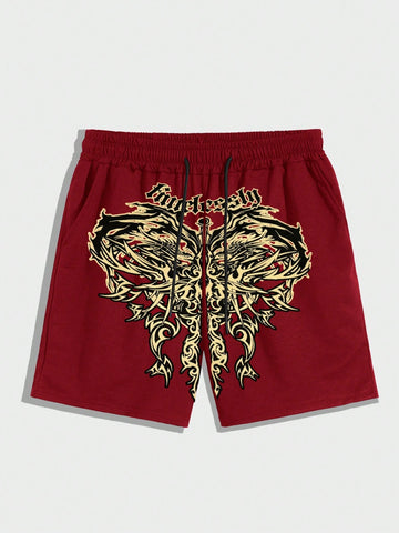 Men Summer Outdoor Drawstring Printed Shorts