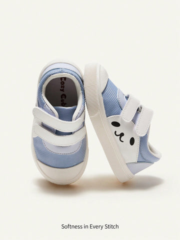 Girls' Light Blue Cartoon Designed Closure Flat Sneakers With Comfortable & Stylish Outsole(Random Pattern)