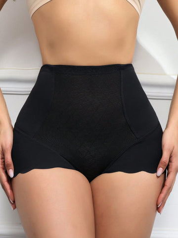 Ladies' Solid Color Shapewear Panties With Scallop Trim