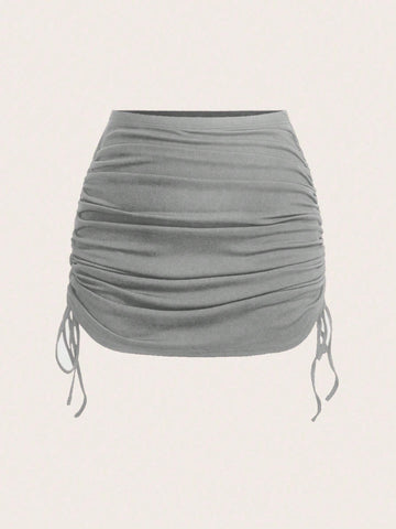Women's Solid Color Simple Pleated Plus Size Skirt