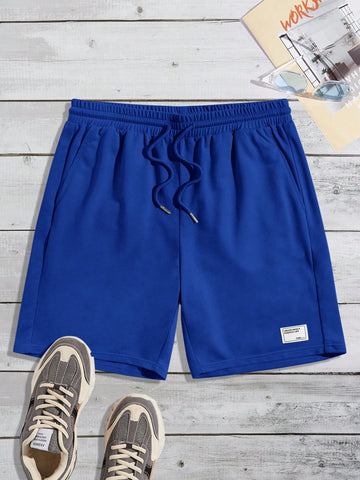 Men's Solid Color Drawstring Knitted Shorts For Summer